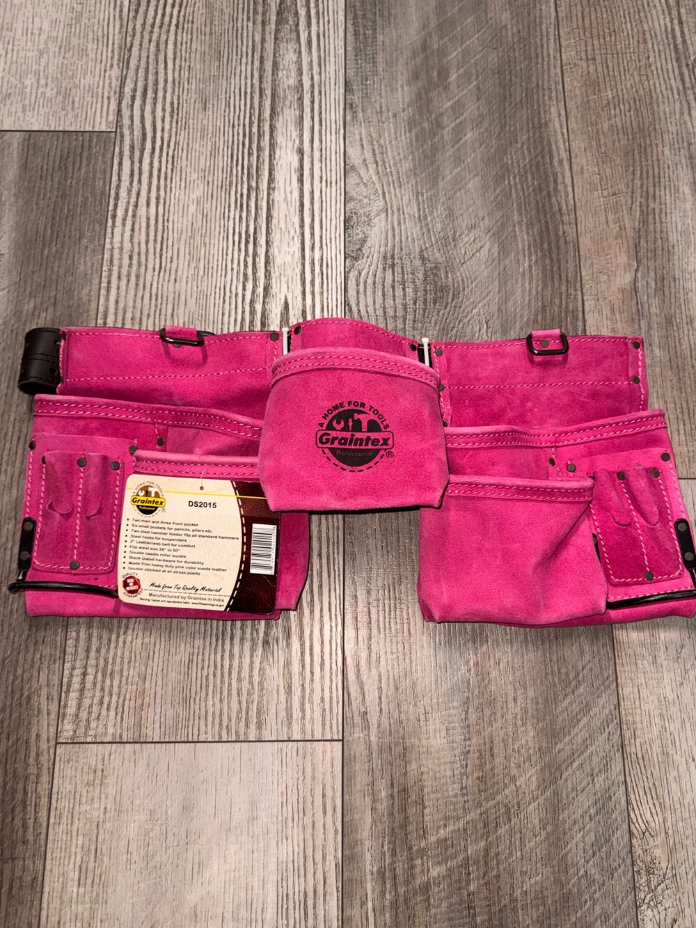 Graintex DS2015 11-Pocket Professional Tool Belt / Work Apron hot pink suede NEW